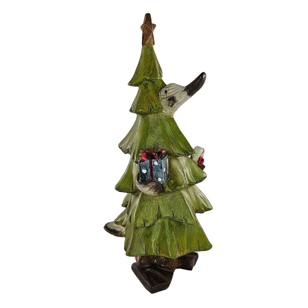 Tii Duck In Christmas Tree Outfit Figurine Resin